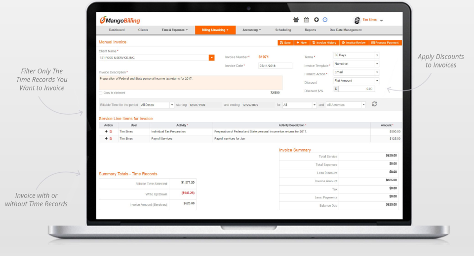 screenshot of Mango Practice Management